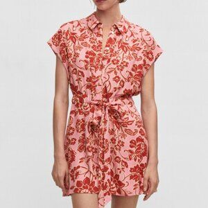 Mango | Floral-print jumpsuit with tie | Size L